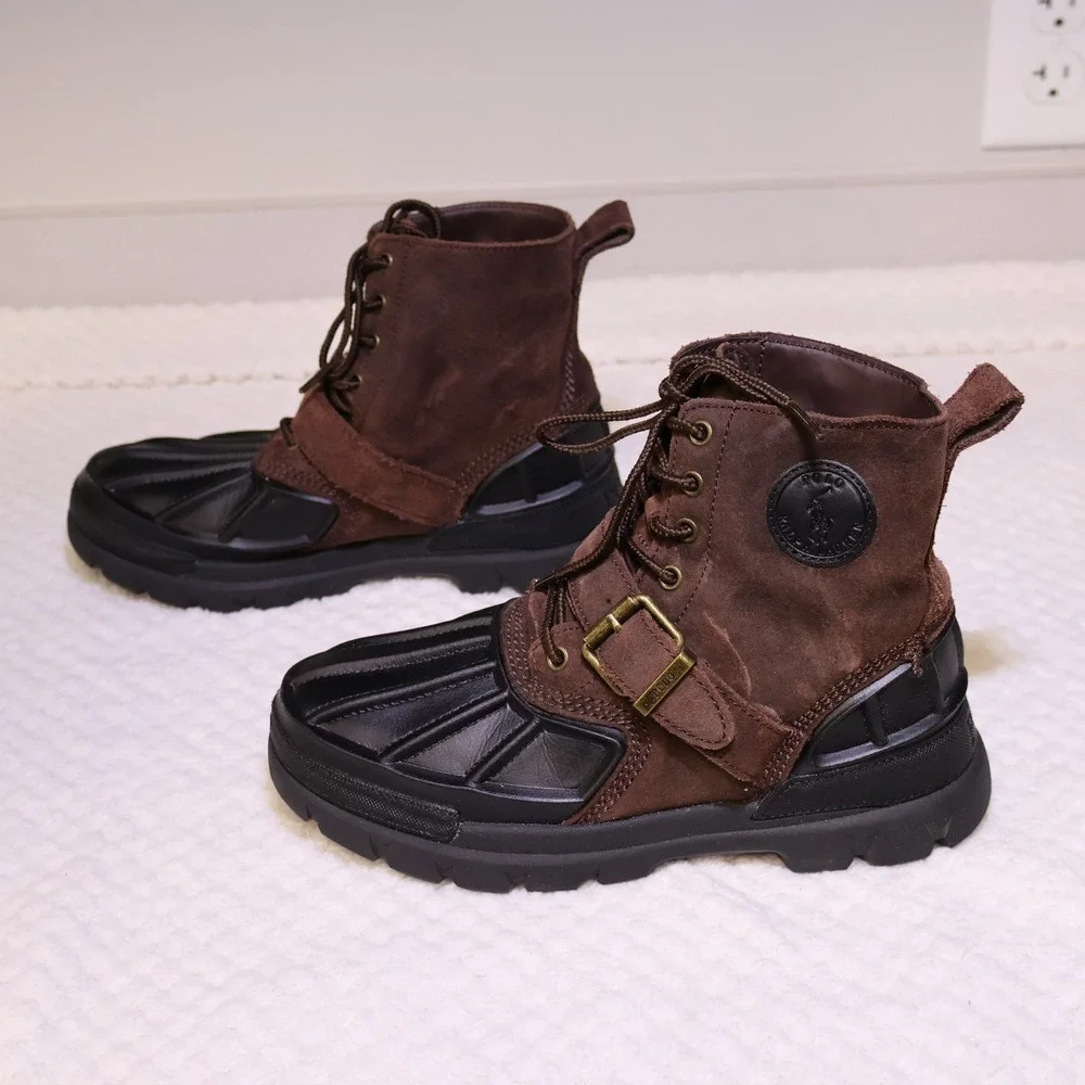 Polo Ralph Lauren Kids 4 Oslo High Duck Boots Brown Suede Buckle